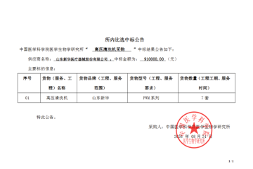 高压清洗机中标公告